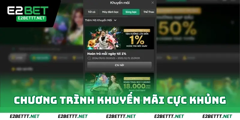 TRANG CHỦ 7 Các chương trình khuyến mãi cực khủng tại E2BET