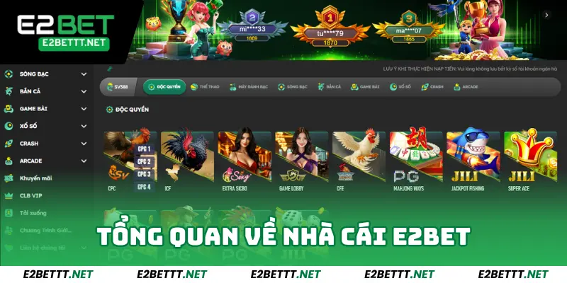 TRANG CHỦ 2 Tổng quan về nhà cái E2BET